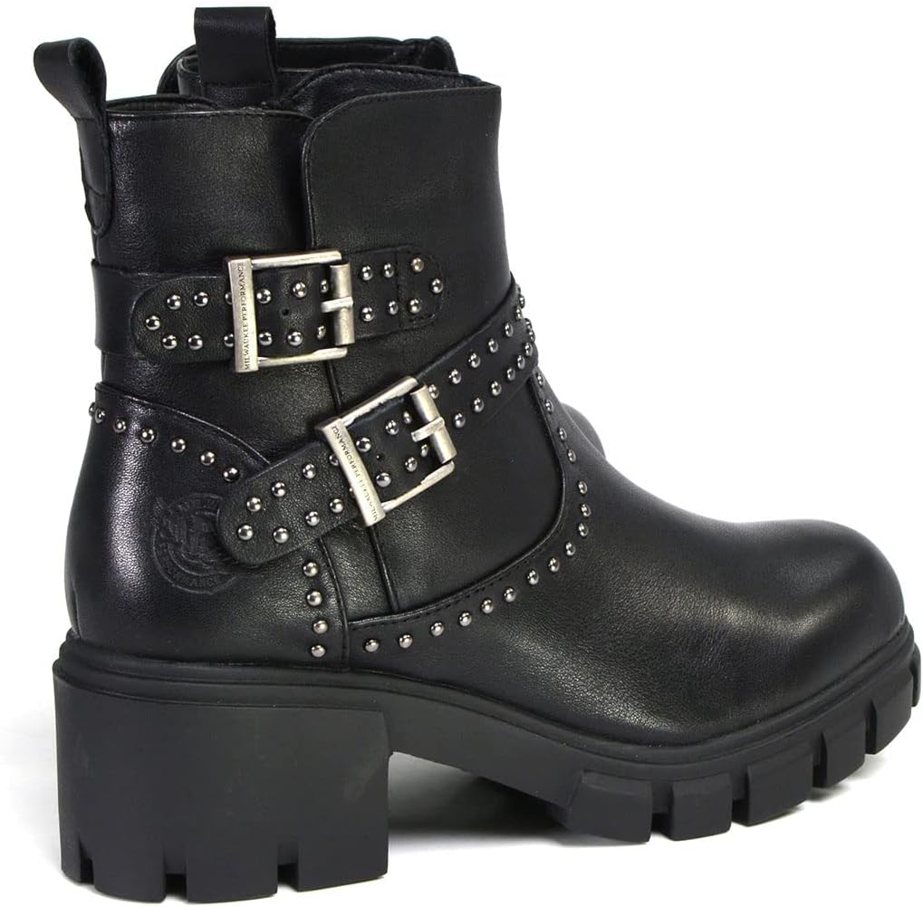 Milwaukee Leather Women's Siren Premium Black Studded Fashion Boots w/Side Zippers MBL9446