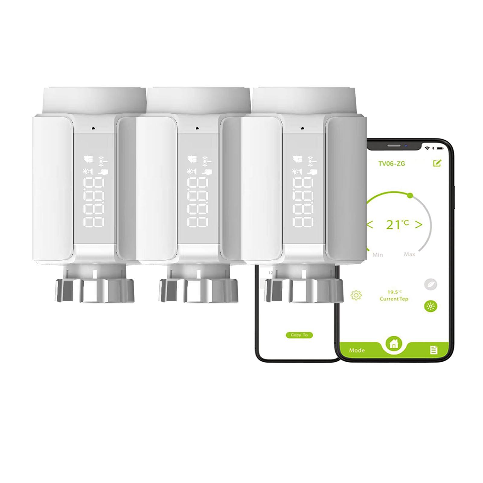 Smart Zigbee Valvole termostatiche per termosifoni, controllo tramite app Smart Life, controllo vocale di Alexa Googlehome