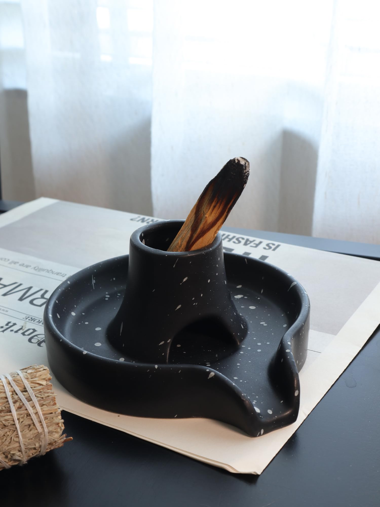 BEYLAB incense holder ceramics, 3 in 1 Incense burner for Palo Santo Sage smudge bowl stick Coil Cones - Image 4