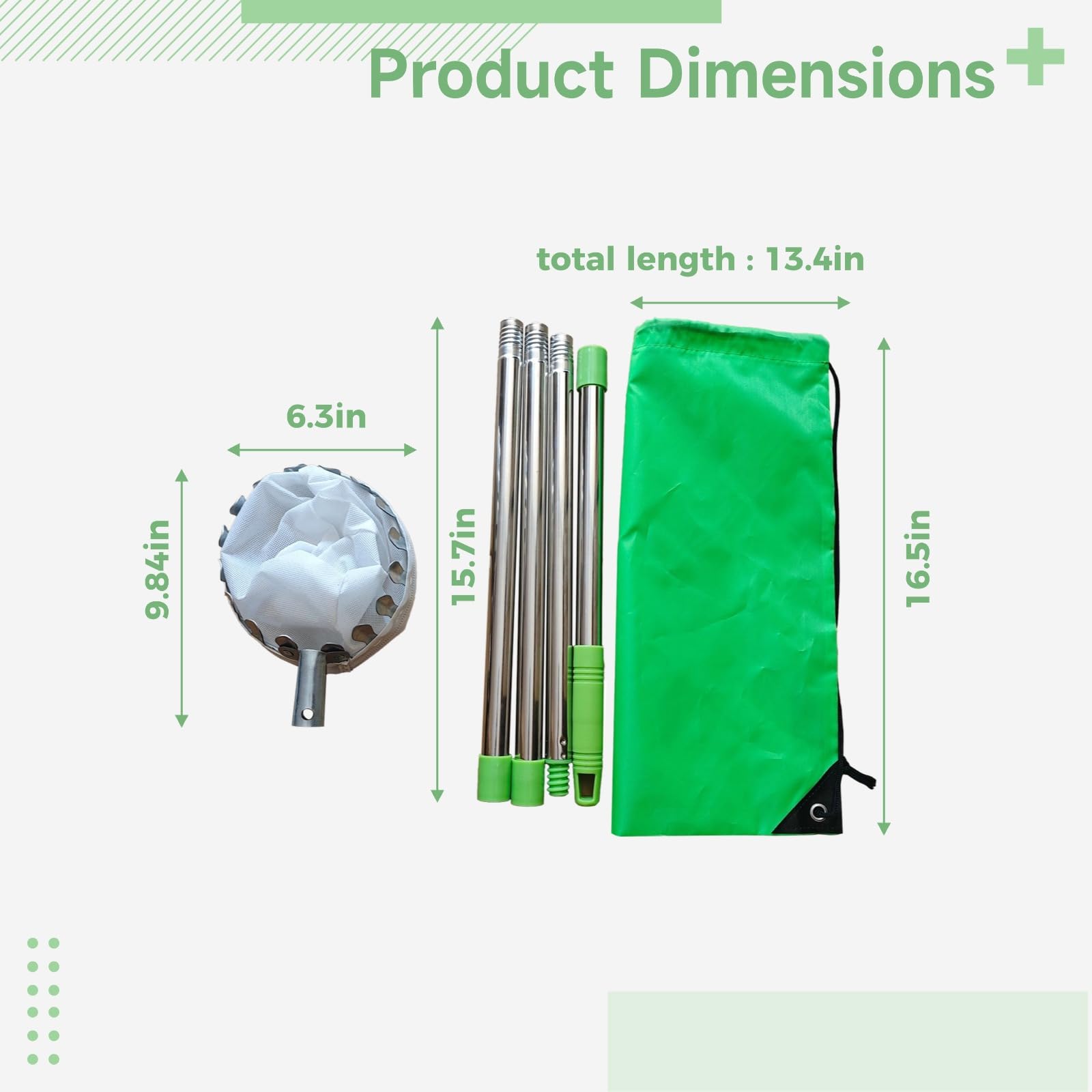 Recolector de frutas con poste, 160 cm / 1,6 metros extensible, montaje de 4 secciones, herramienta cosechadora telescópica con cesta para manzana, ciruela y más, incluye práctica bolsa de