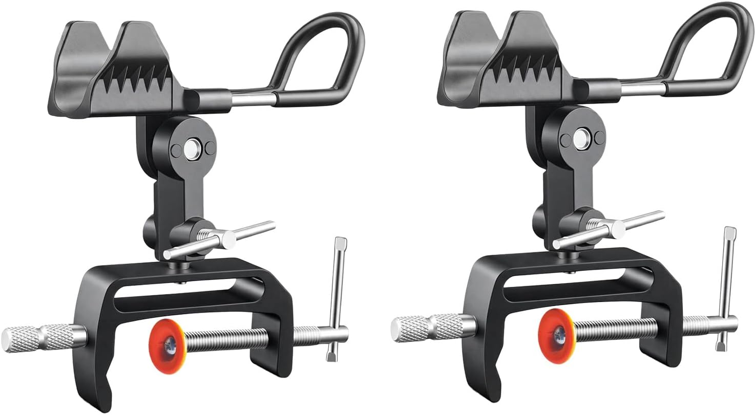 2 Pack Fishing Rod Holder for Boat,Clamp-On 2 Pack, 360° Adjustable, Fits 0.2"–3.1" Gunwales & Edges,Fishing Pole Holder for Boat for Yachts, Fishing Boats, Railings, and Riverbank Round Rails