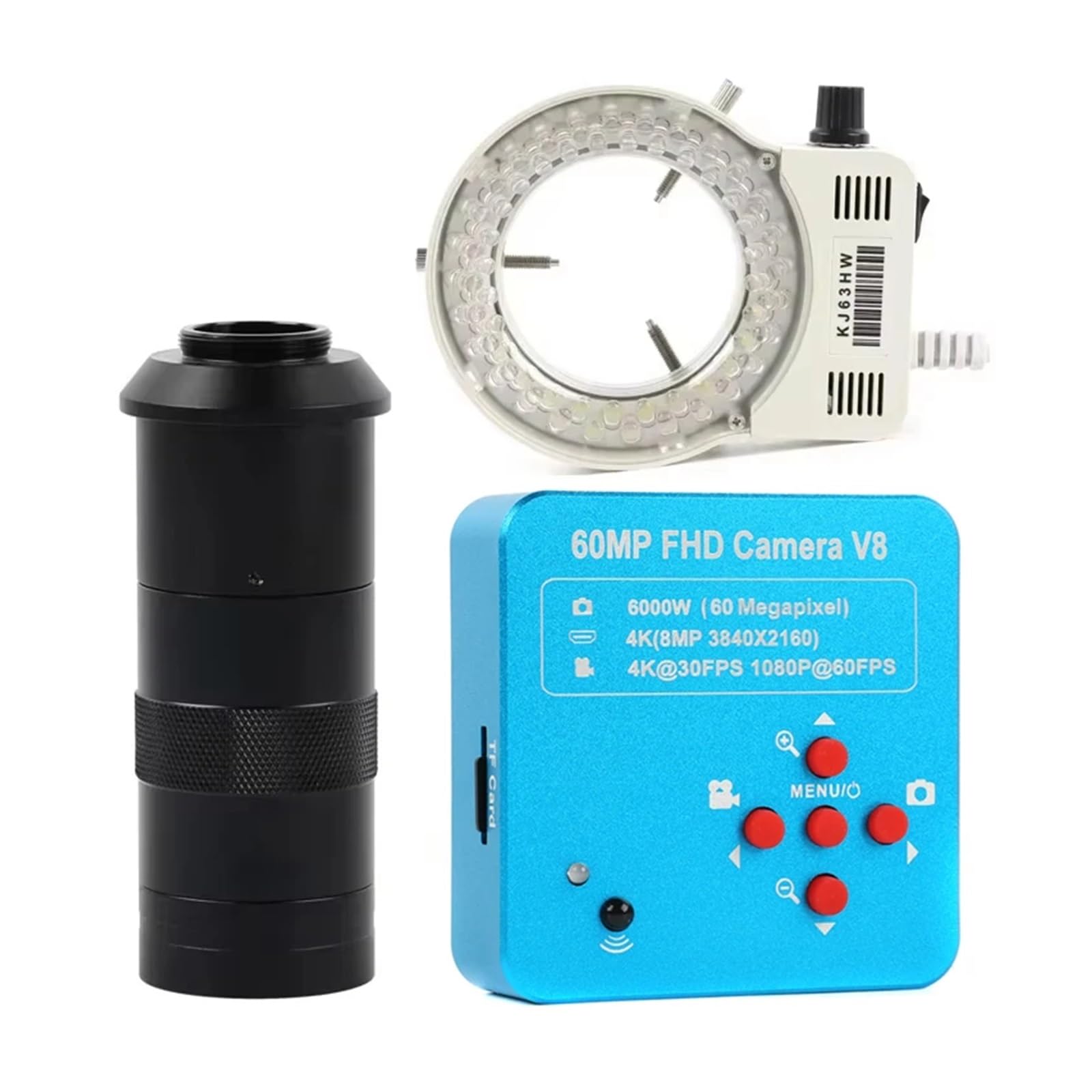 Cámara de videomicroscopio UBS 60 MP, 4K, 1080P, HDM/I, 100X, 130X, 180X, 200X, 300X, 500X, Lente monocular, 56 Luces LED for Soldadura PCM SMD