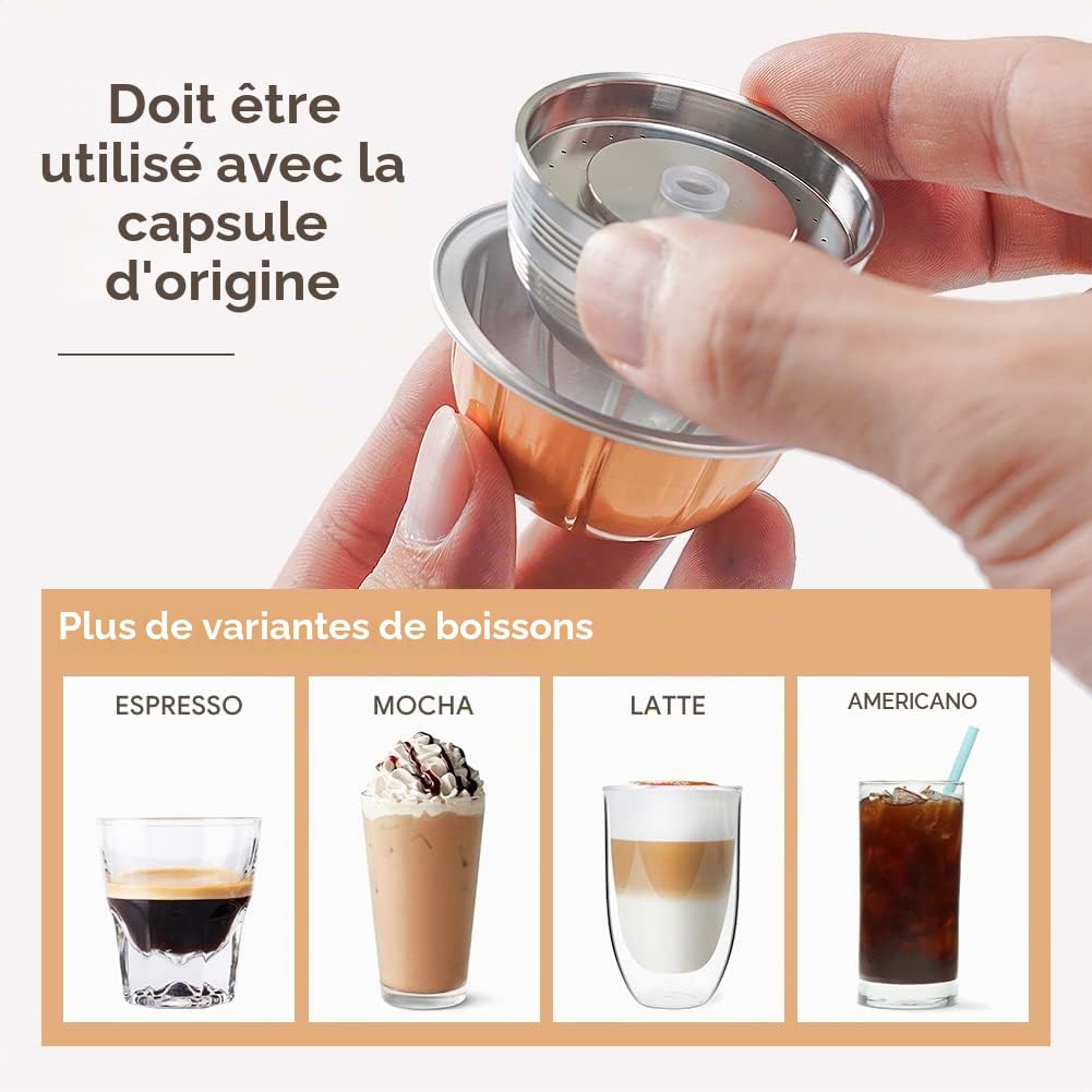 Sesama Vertuo Series Porte-capsules de café réutilisable en acier inoxydable Compatible uniquement avec Vertuo Next Machine