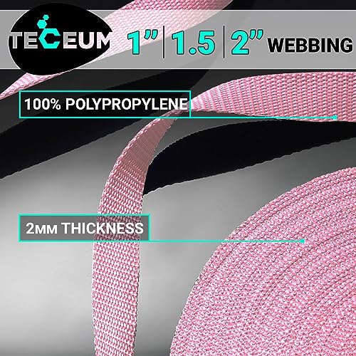 Image of TECEUM 3 /4 inch & 5 /8 inch & 1 inch & 1.5 inch & 2 inch Webbing - 10 25 50 Yards - 40+ Colors - Heavy Duty 1 Inch 1.5 Inch 2 Inch Backpack Straps - Webbing for Outdoors Indoors Crafting DIY
