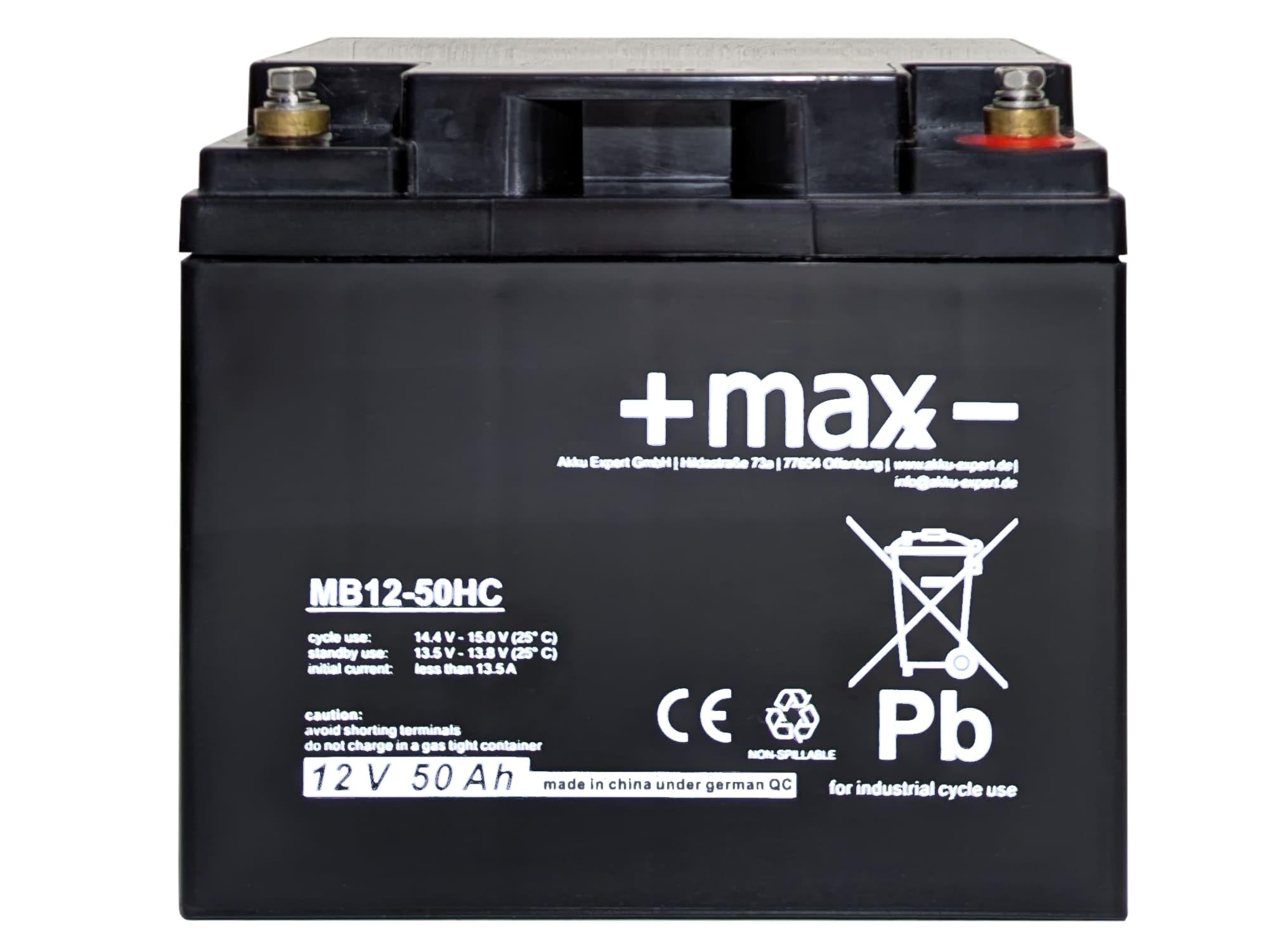 TEV12500 kompatibler 12V 50Ah Akku Pb AGM Blei Batterie zyklenfest
