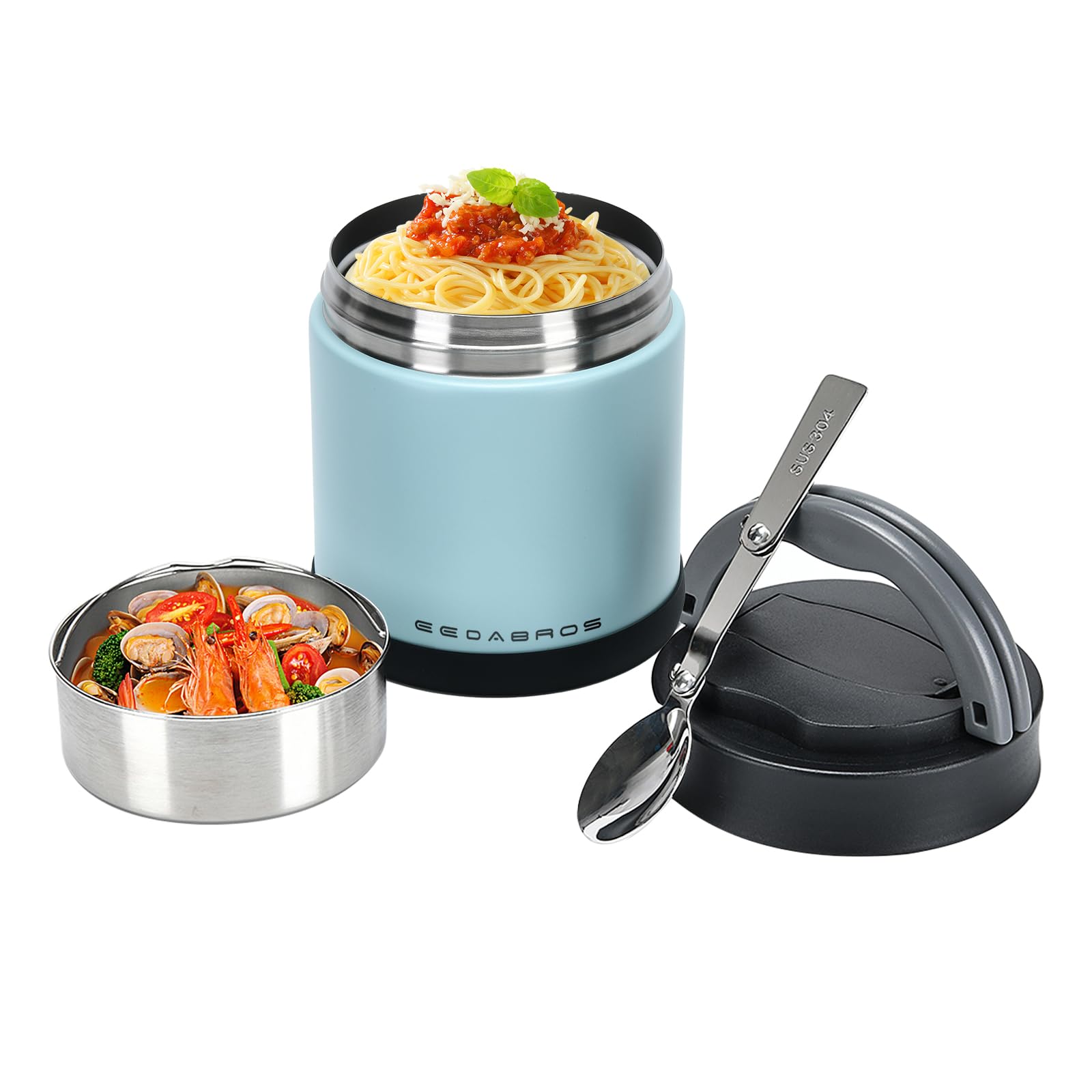Tarro térmico de comida para adultos de 33.8 onzas, recipientes térmicos de sopa, almuerzo, boca ancha, aislamiento al vacío, acero inoxidable, a prueba de fugas, caja Bento con cuchara