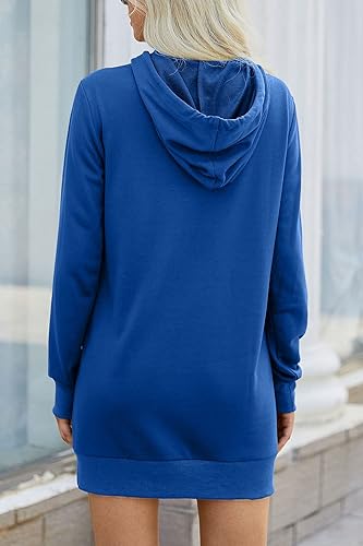 Vista 3 de PRETTYGARDEN Sudadera con capucha para mujer, de otoño, a la moda, con cordón, ligera, manga larga, sin botones, vestido con capucha