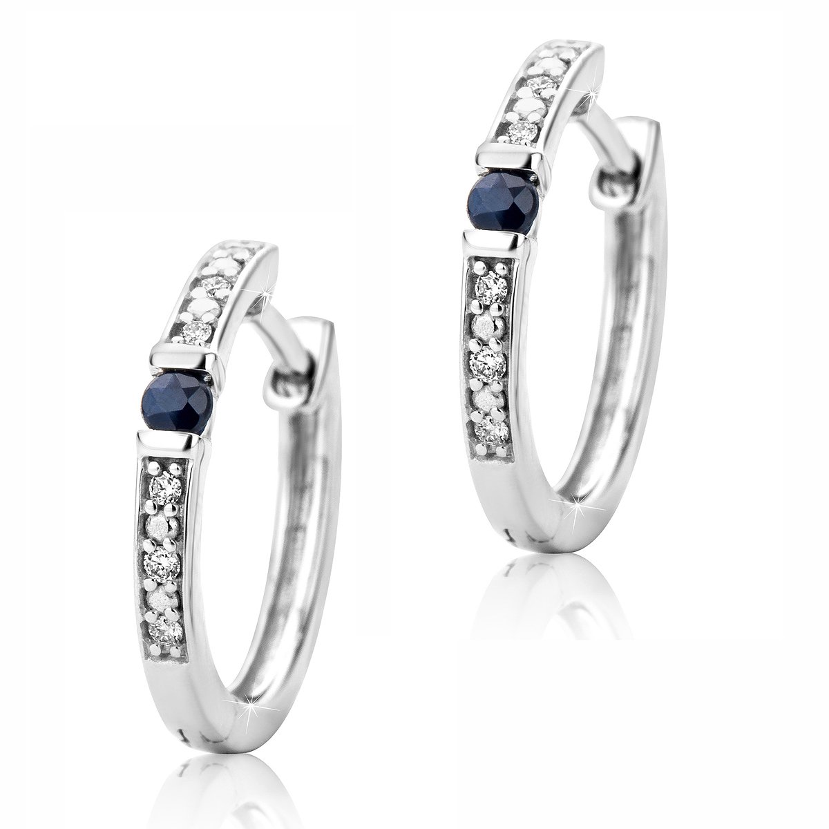 Senza Prezzo di Riserva - Orecchini - 18 carati Oro bianco Zaffiro - Diamante