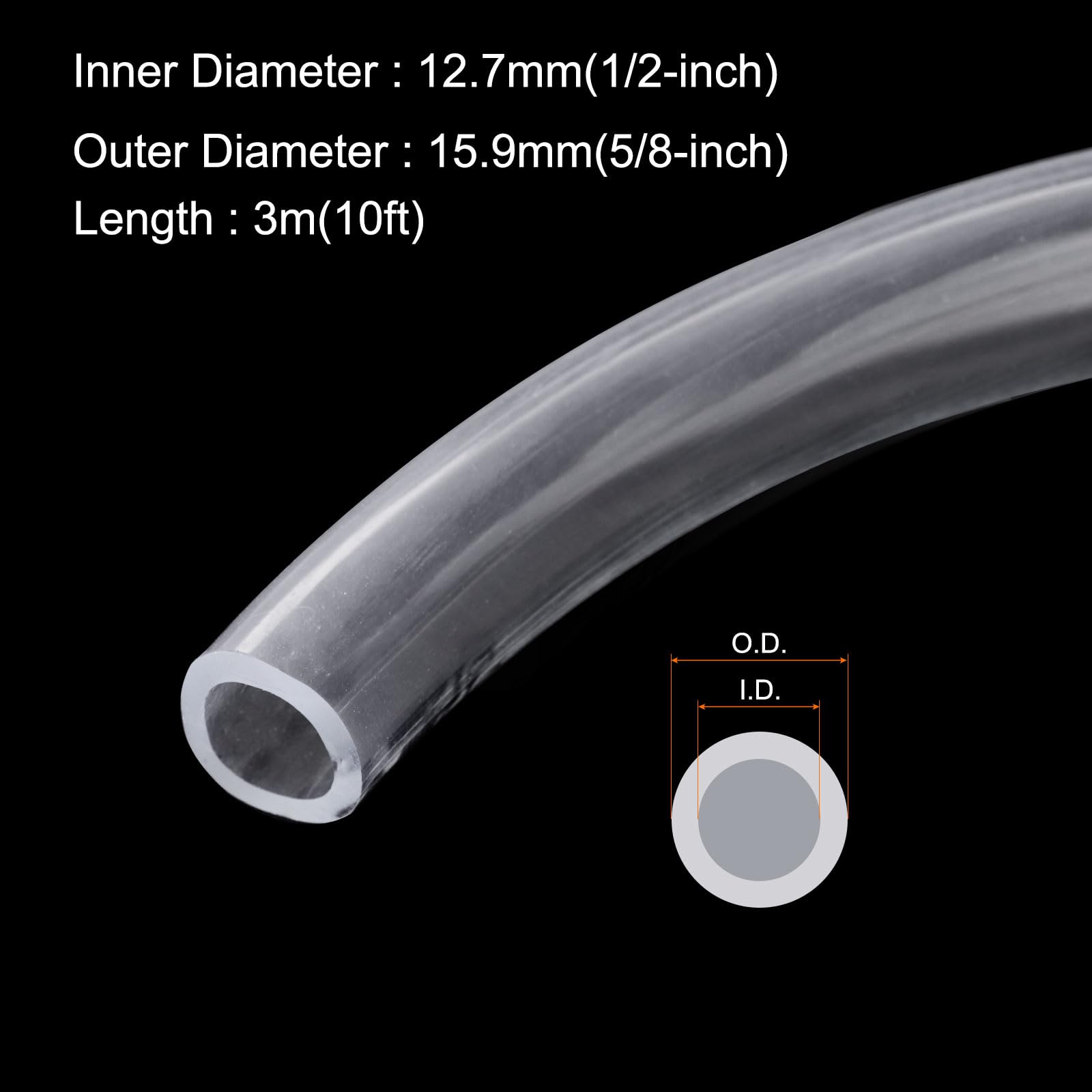 Rebower 10ft 12.7x15.9mm Clear Plastic PVC Hybrid Tubing Flexible Vinyl Tube, [for Garden Irrigation Water Hose, Fish Tank - Image 2