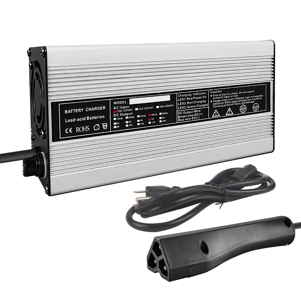 Abakoo New 48V 5A RXV Golf Cart Battery Charger for Ez-Go EZgo TXT with RXV Plug 3 Prong