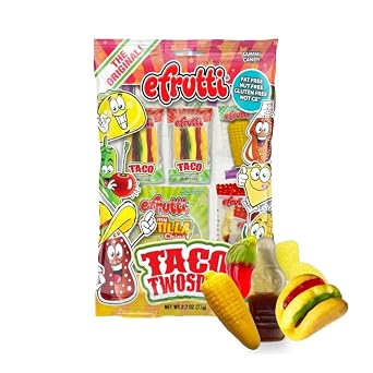 LA VOIE FOODS eFrutti Gummy Candy 4 Variety Pack- Lunch Bag, Taco Twosday, Bakery Shoppe Bag, and Movie bag,Pack of 5