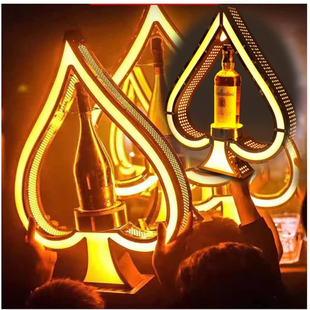 Espositore per bottiglie di liquori illuminato a LED, asso di picche, champagne, bottiglie VIP e stelle filanti per bar, hotel, discoteca, presentatori privati, feste, espositori a LED
