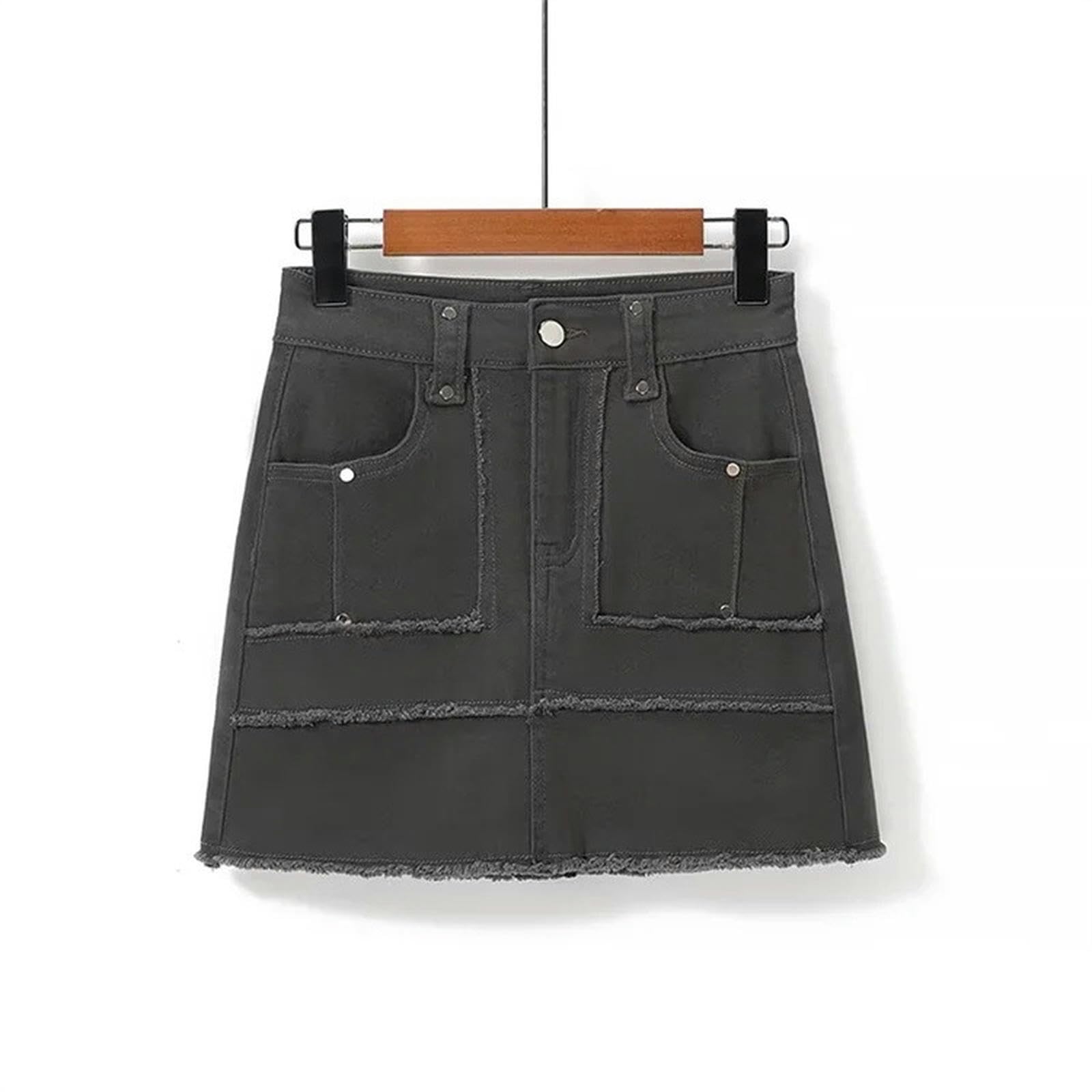 Jupe trapèze d'hiver femme taille haute stretch grise mode 2023 à bords bruts S