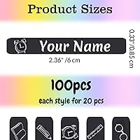 Vista 2 de 100 calcomanías personalizadas con nombre para niños, etiquetas de vinilo personalizadas, impermeables, para papelería escolar, libros, botellas