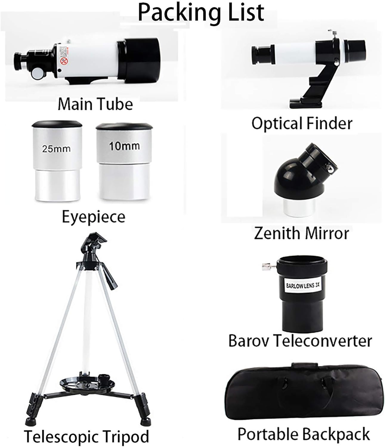 Telescope for Astronomical Beginners and Kids 70MM HD Refractor Telescope with Adjustable Tripod and Phone Holder Fully Coated Lens Barlow Lens for Children and Students