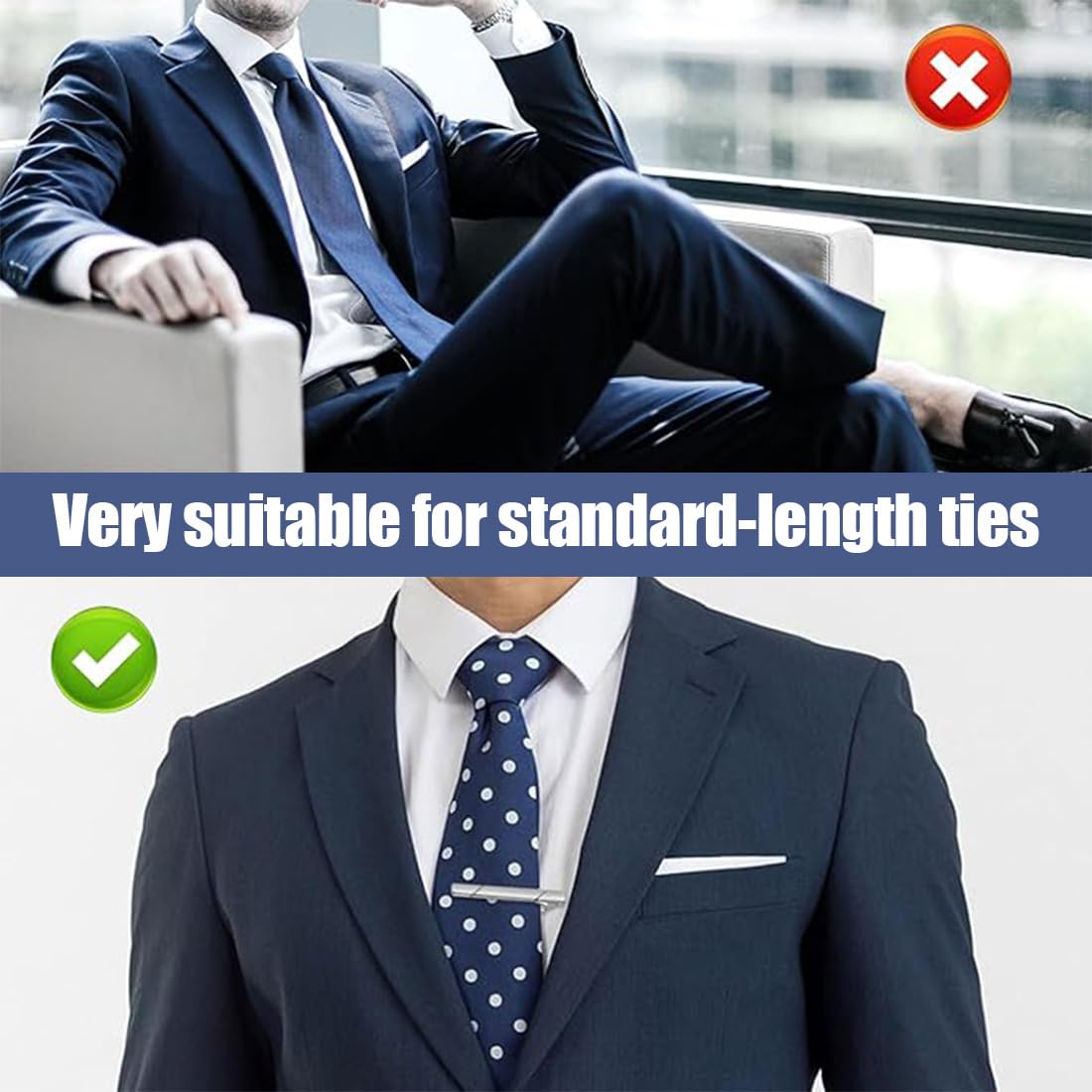 Krawattennadel 4 Stück Klassischer Business-Stil Für Herren, Weiß Schwarz Blau Gold, Standardgröße
