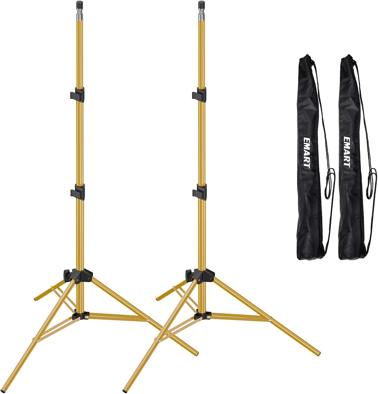 EMART 7 Ft Light Stand for Photography, Portable Photo Video Tripod Stand, 2 Pack Lighting Stand with Carry Case for Speedlight, Flash, Softbox,Strobe Light, Camera, Photographic Portrait -Gold
