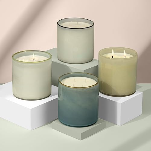 Miniatura 6 de LAFCO New York Vela Luxe de 4 mechas, Feu de Bois, 86 onzas, tiempo de combustión de 200 horas, reutilizable, recipiente de vidrio soplado a mano,