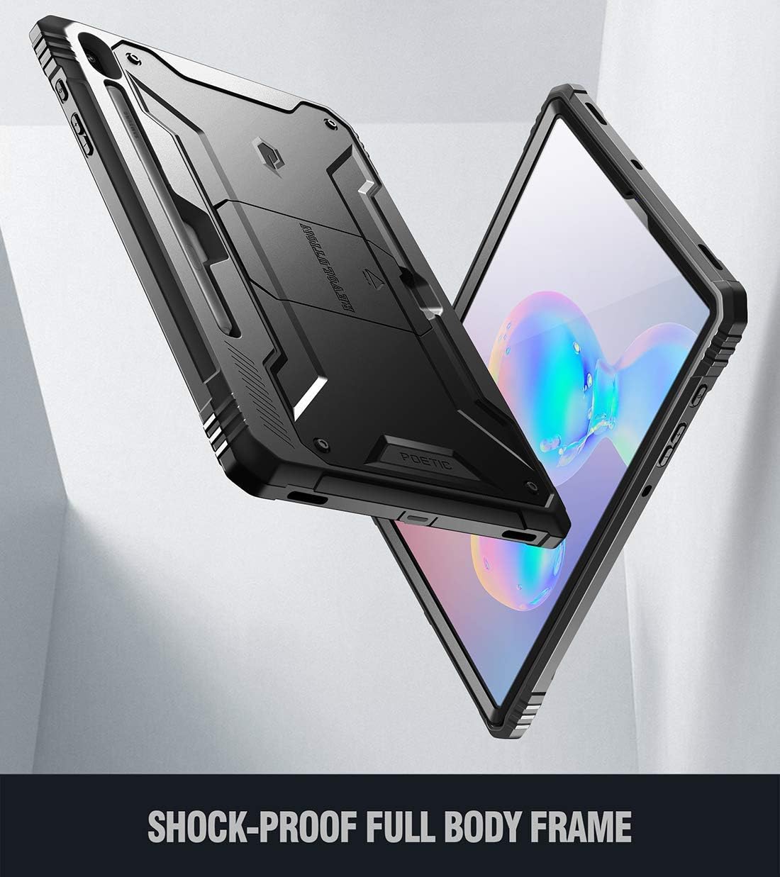Galaxy Tab S6 Case, Poetic Full-Body Heavy Duty Shockproof Protective Cover with Kickstand, Built-in Screen Protector, Revolution, for Samsung Galaxy Tab S6 10.5”(SM-T860/SM-T865 2019 Release), Black
