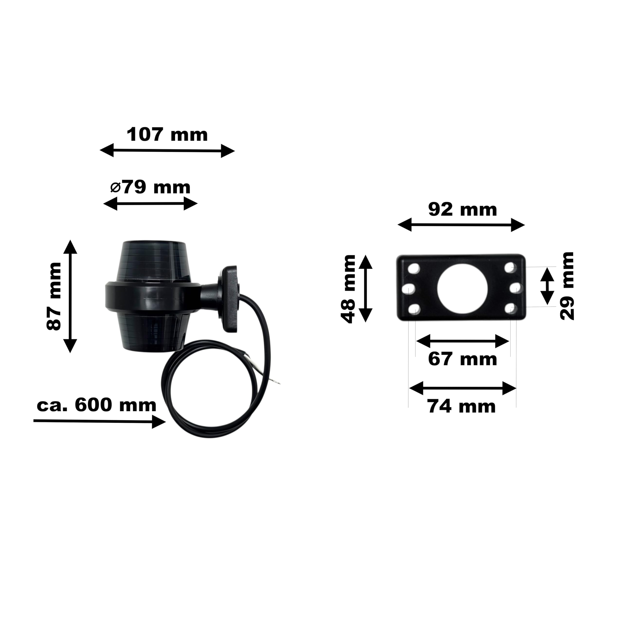 2x LED Umrissleuchte Begrenzungsleuchte 12V 24V - E9 Zulassung IP68 Wasserdicht - Positionsleuchte Rot Weiß Orange Set für LKW Anhänger Traktor Wohnwagen (Kurzer Arm - Weiß & Rot)