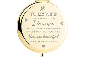 Gifts for Wife - I Love You Wife Gift Gold Compact Tabletop Mount Mirror