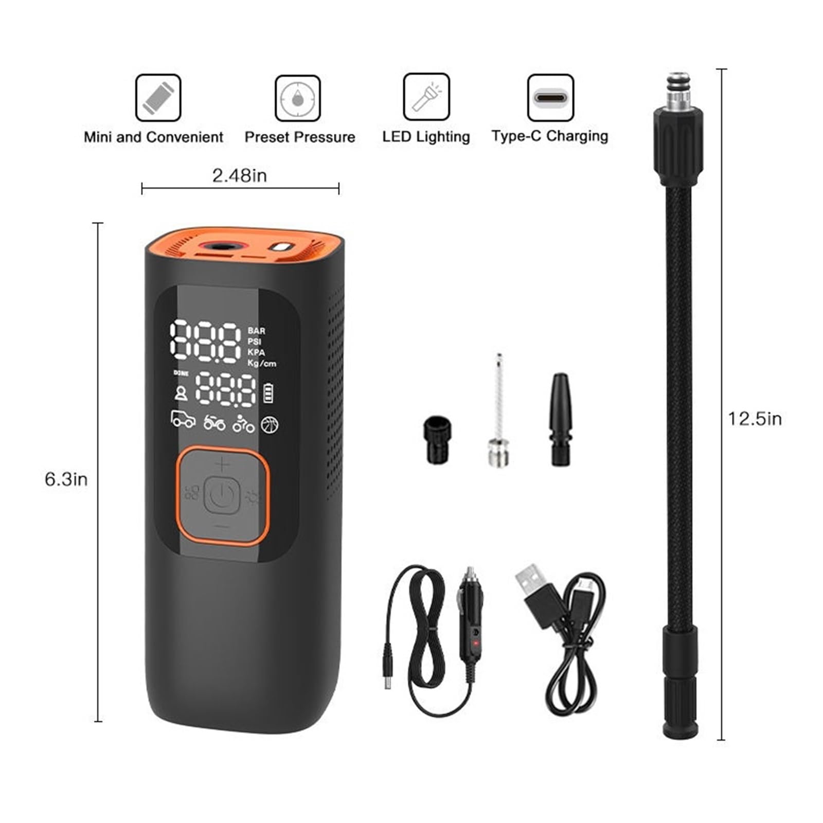 Kompresor Do Opon 30 L/min, 12 V, Bezprzewodowy Samochodowy, 160 PSI, Cyfrowa Pompka Samochodowa, Pompowania Szybki Użyciu