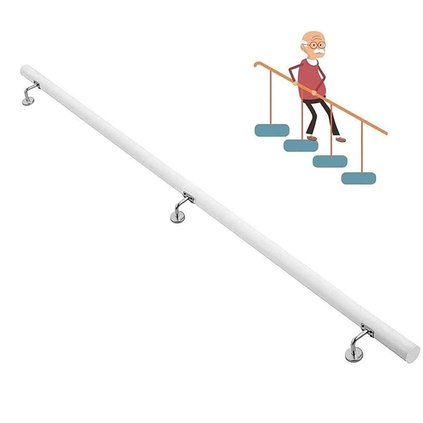 Main courante d escalier blanche en bois CHEWYNP kit complet mural de 30 a 600 cm