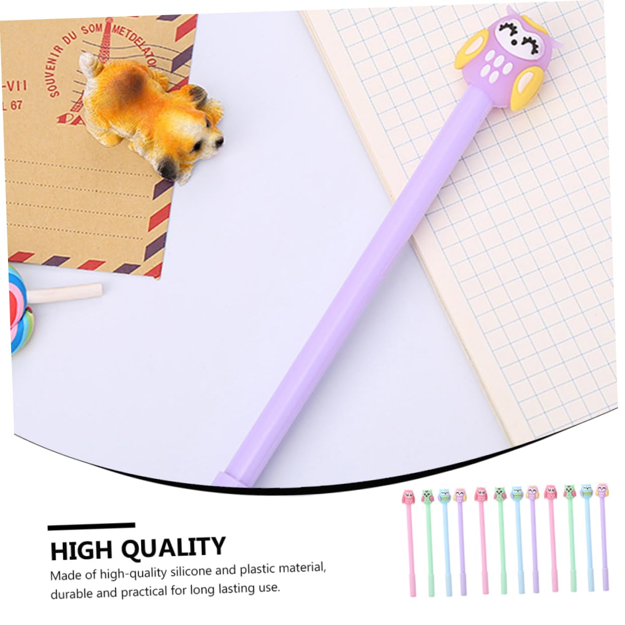 MAGICLULU 3 Set di Penne in Silicone con Inchiostro Gel Cancelleria Scolastica Design a Forma di Gufo Penne per Studenti per Ragazzi E Ragazze Adulti 12 Pezzi*3