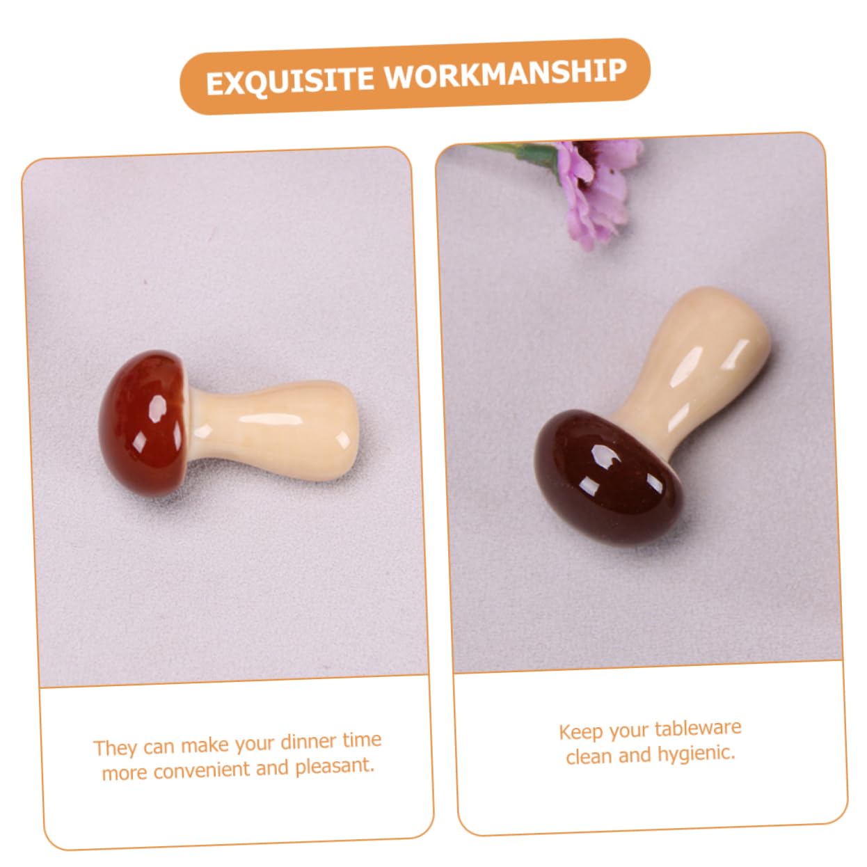 Luxshiny Support de Rangement pour Baguettes Lot de 6 Pièces, Facile à Nettoyer en Céramique Champignon Décoration de Table à Manger Élégante Maison