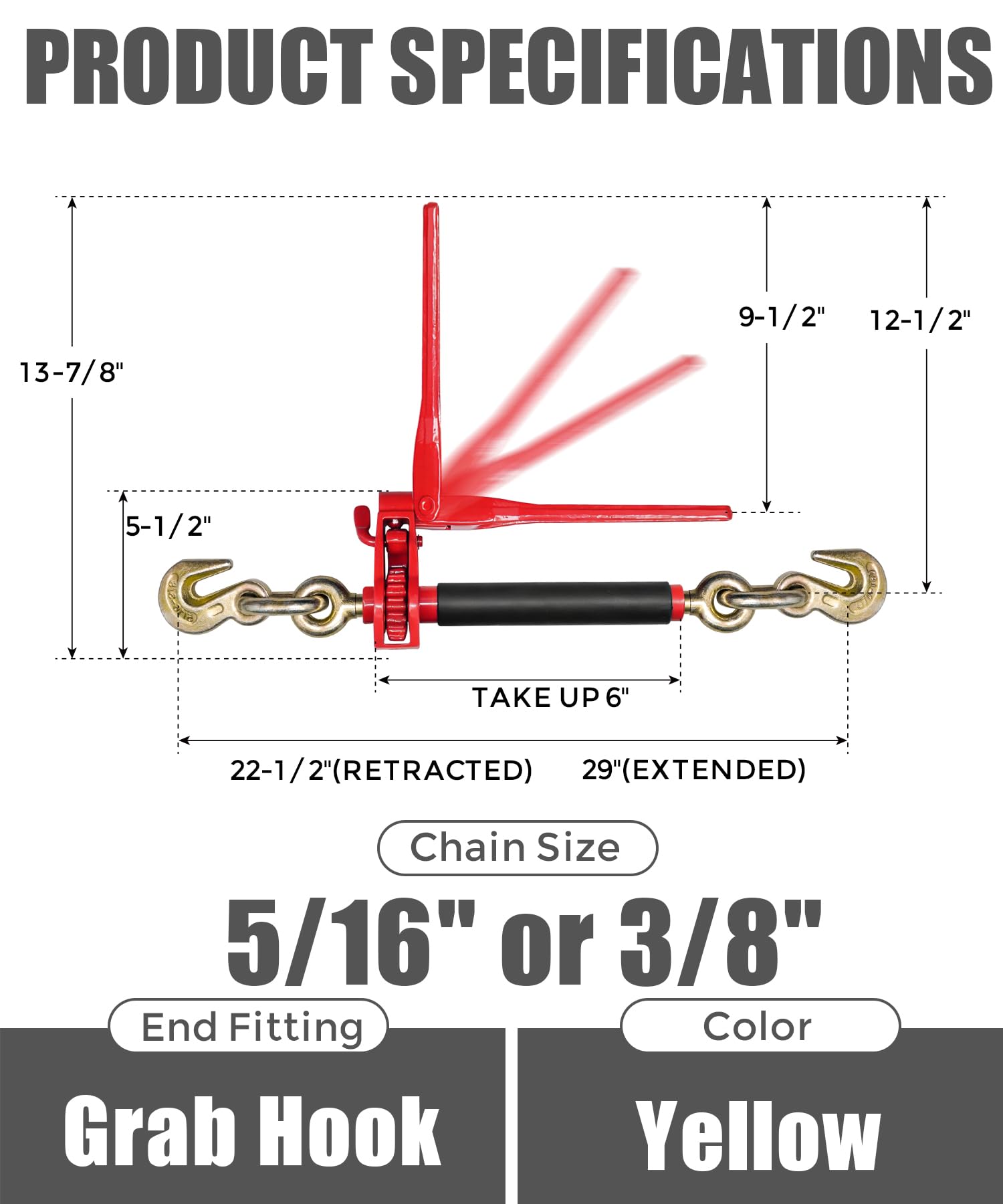 Heavy Duty Ratchet Chain Binder - 4 Pack -6