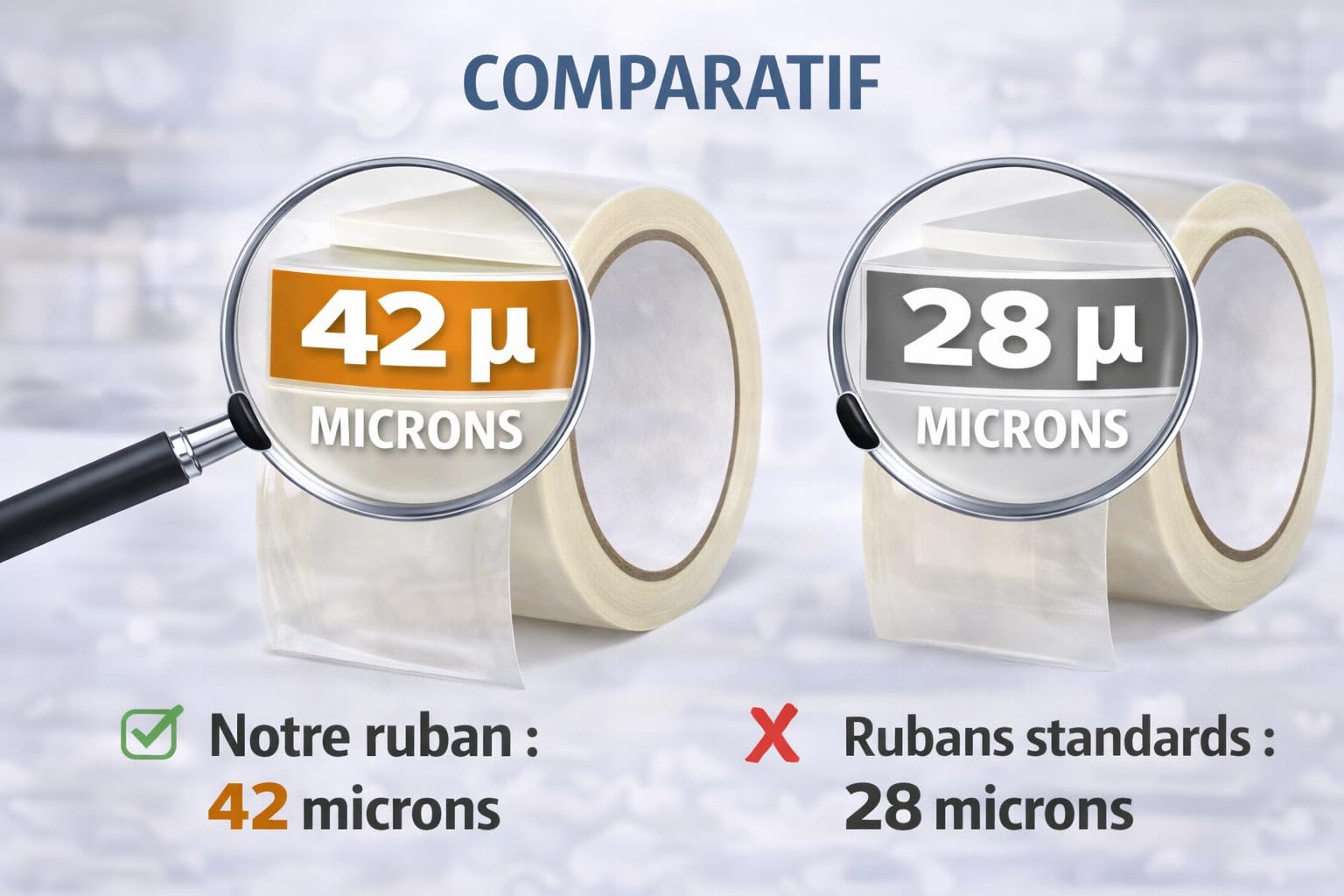 Ruban Adhésif Emballage Transparent 50 mm x 66 m – Lot de 30 Rouleaux + Dévidoir Offert – Adhésif Polypropylène 42 microns – Ruban Adhésif pour Cartons, Déménagement, Colis, Stockage et Expédition