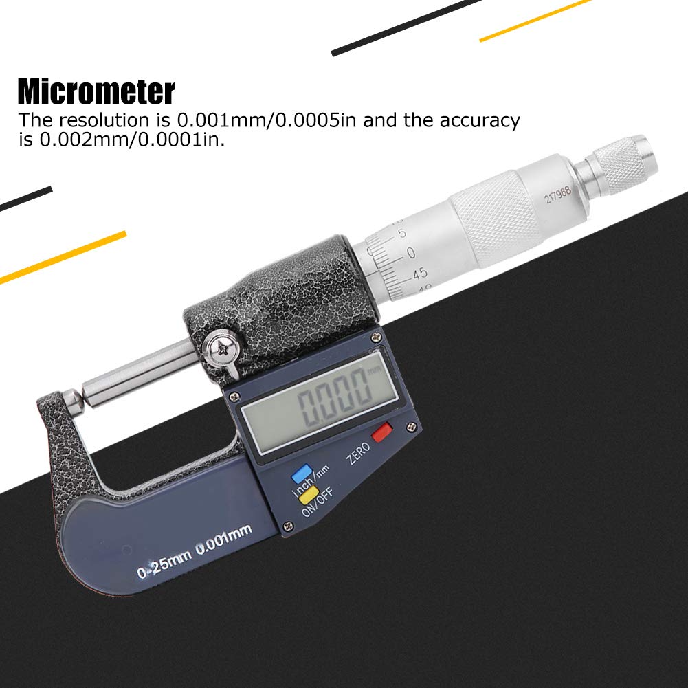 Micrometro Digitale Doppia Testa Tonda - Acciaio Inox 0-25mm | Precisione 0.001mm Con Chiave Inclusa - Foto 5
