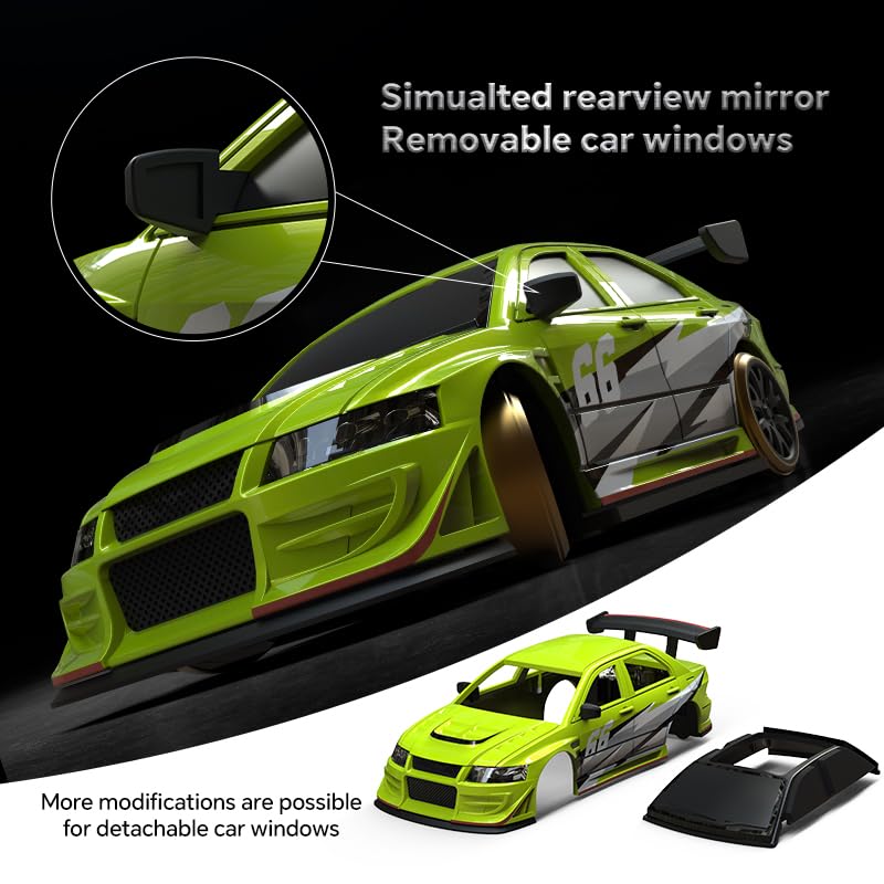 Image of Turbo Racing 1:76 Scale Drift RC Car, Mini Table Racing Model Car with 2.4G Remote Control & Gyro Full Proportional RTR for Adults Hobby Toys Gifts (C66-Green)