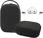 TUCANA Cas de transport dur compatible pour Oculus Meta Quest 3, Meta Quest 3S, Cas de traite pour VR Contrôleur de casque et accessoires de sangle de tête officielle (Noir)