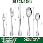 DEHOV 30 Pcs Cutelry Sets,Premium Stainless Steel Flatware Sets Service for 6, Mirror Polished Tableware Silverware Set for Home,Restaurant,Hotel Knife Spoon and Forks Sets