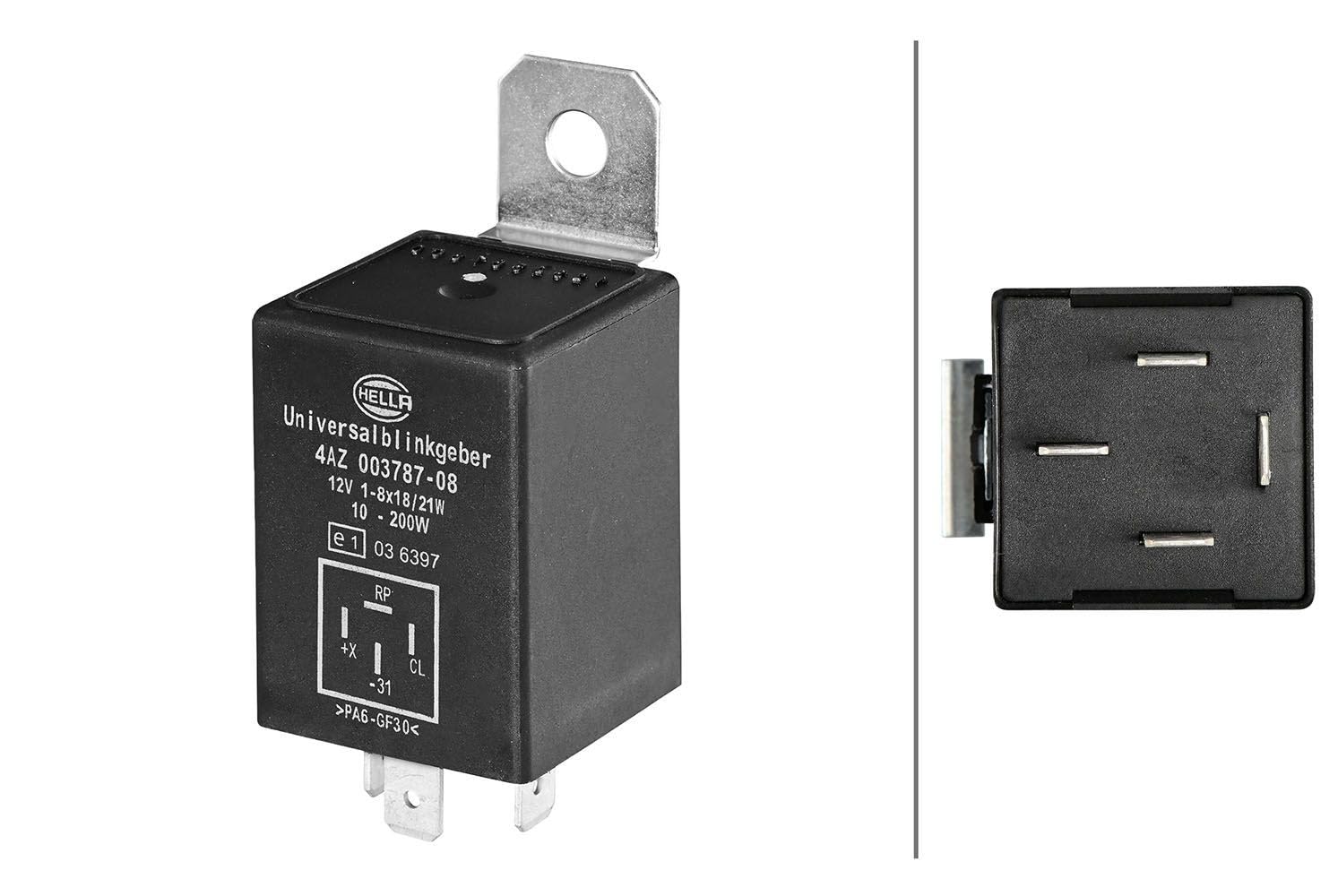 HELLA 4AZ 003 787-081 Flasher Unit - 12V - 4-pin connector - mounting/Plugged - with holder