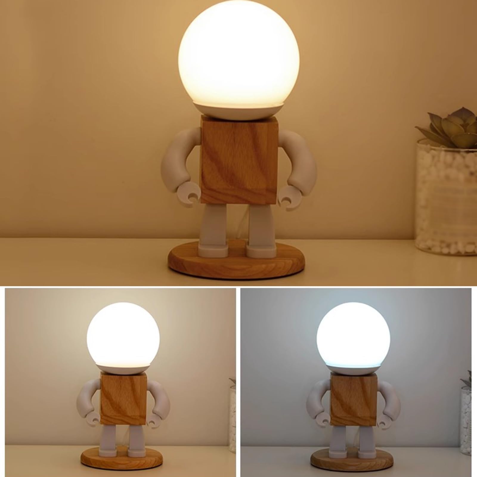 Lampka nocna Vintage Lampa stołowa Zmienna Lampka nocna Styl przemysłowy Robot Pokój dziecięcy Lampka nocna Lampa biurkowa