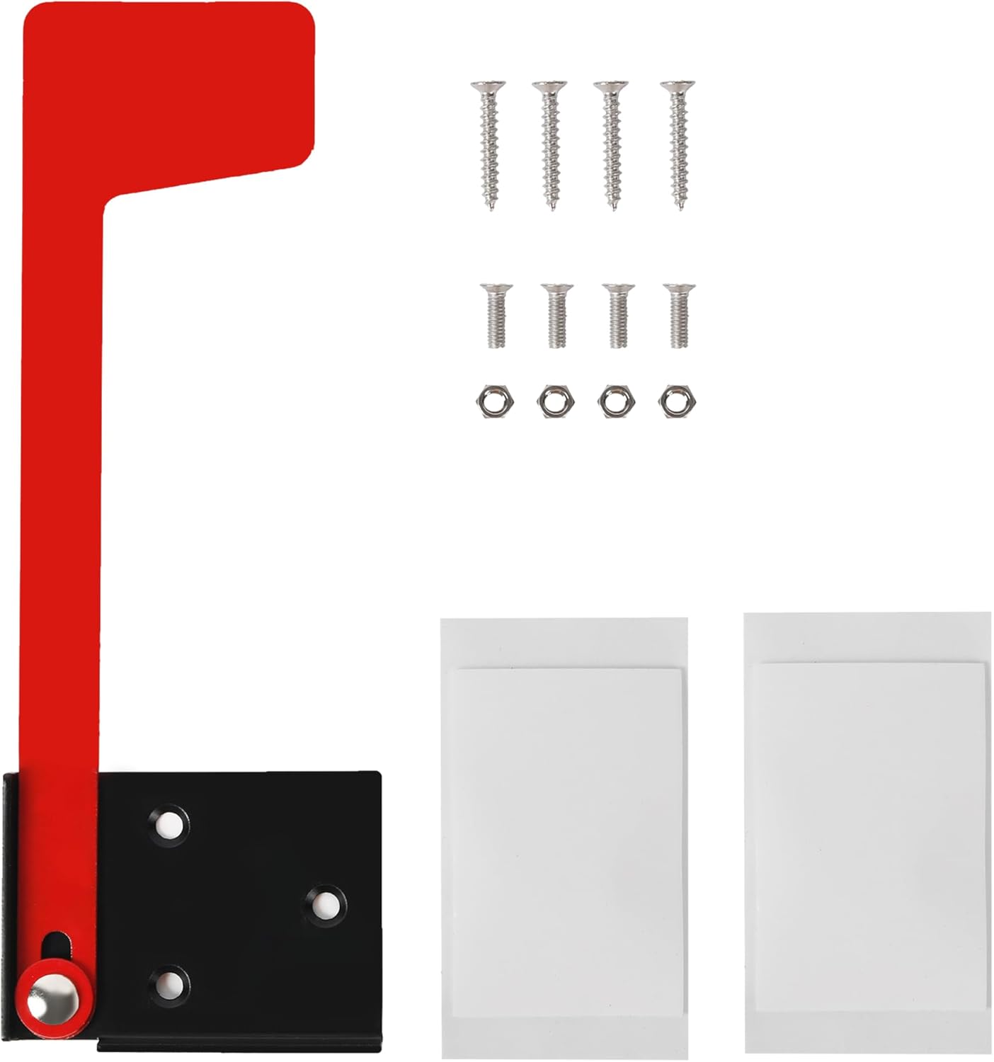 TonGass Mailbox Flag Replacement Kit, Red Metal Mailbox Flag with 4 Self-Tapping Screws + 2 Double-Sided Adhesive Pads, For Wall-Mount and Post-Mount Mailboxes, Carbon Steel, Rust-Resistant Finish
