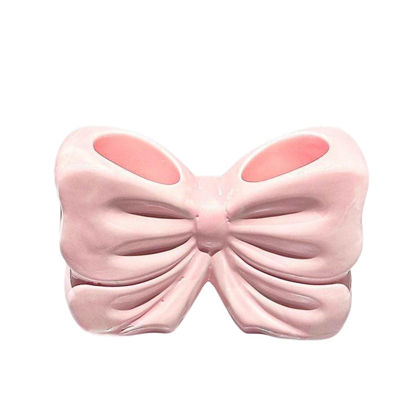 Bow Toothbrush Holder, Cute Ceramic Toothbrush Holder, Bow Personalized Decoration, Ceramic Bow Shaped Toothbrush Holders, Bathroom Countertop Accessories, for Bathroom Home(Pink)