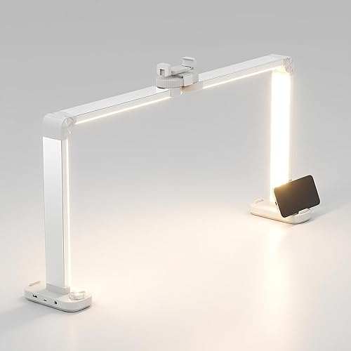 Miniatura 10 de Neatfi Lámpara de mesa con brazo oscilante de media luna, 2500 lúmenes, atenuación CCT, 5 modos de luz, iluminación LED profesional para