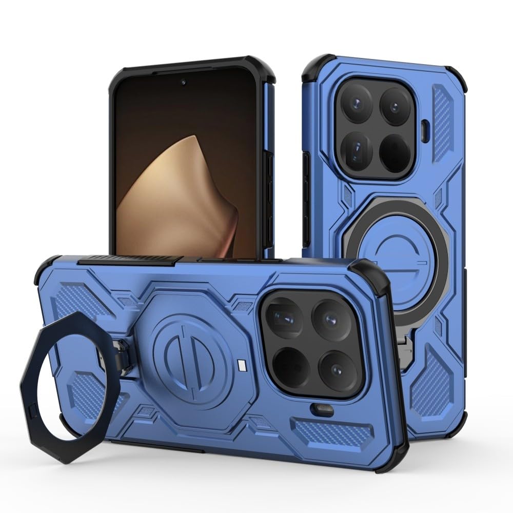 Generic Custodia compatibile con Xiaomi Redmi 14C 4G (Colore: Blu scuro) Anello pieghevole Stand Hard Back Custodia posteriore in silicone rigido