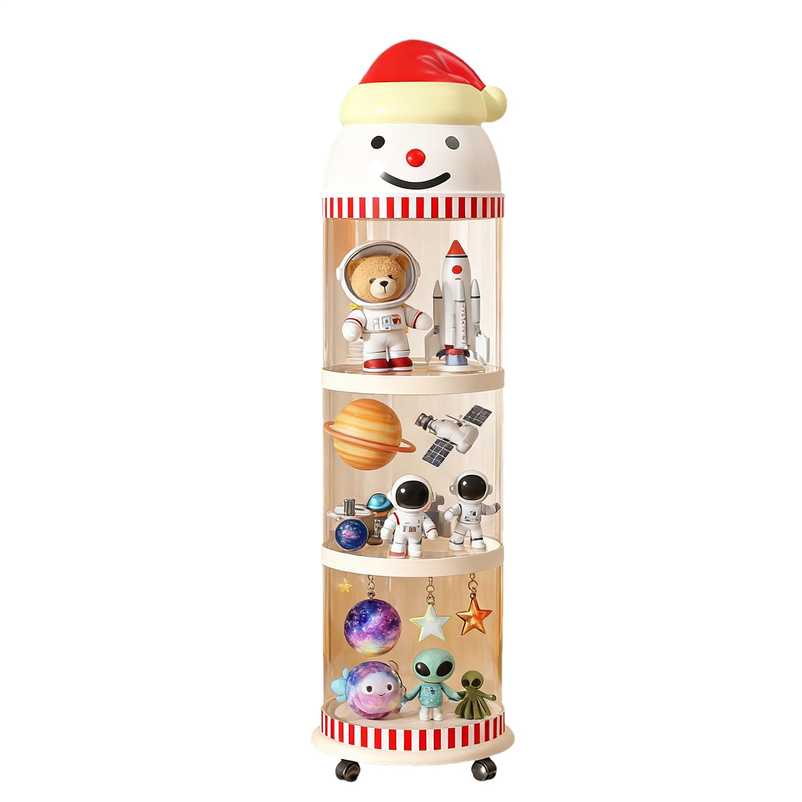 Organizador de Peluches - Cubo De Exhibición Transparente En Forma De | Muñeco De Nieve Para Peluches,Organizador Para Juguetes Con Ruedas | para Cuarto de Bebé, Sala de Juegos, Habitación de Niños