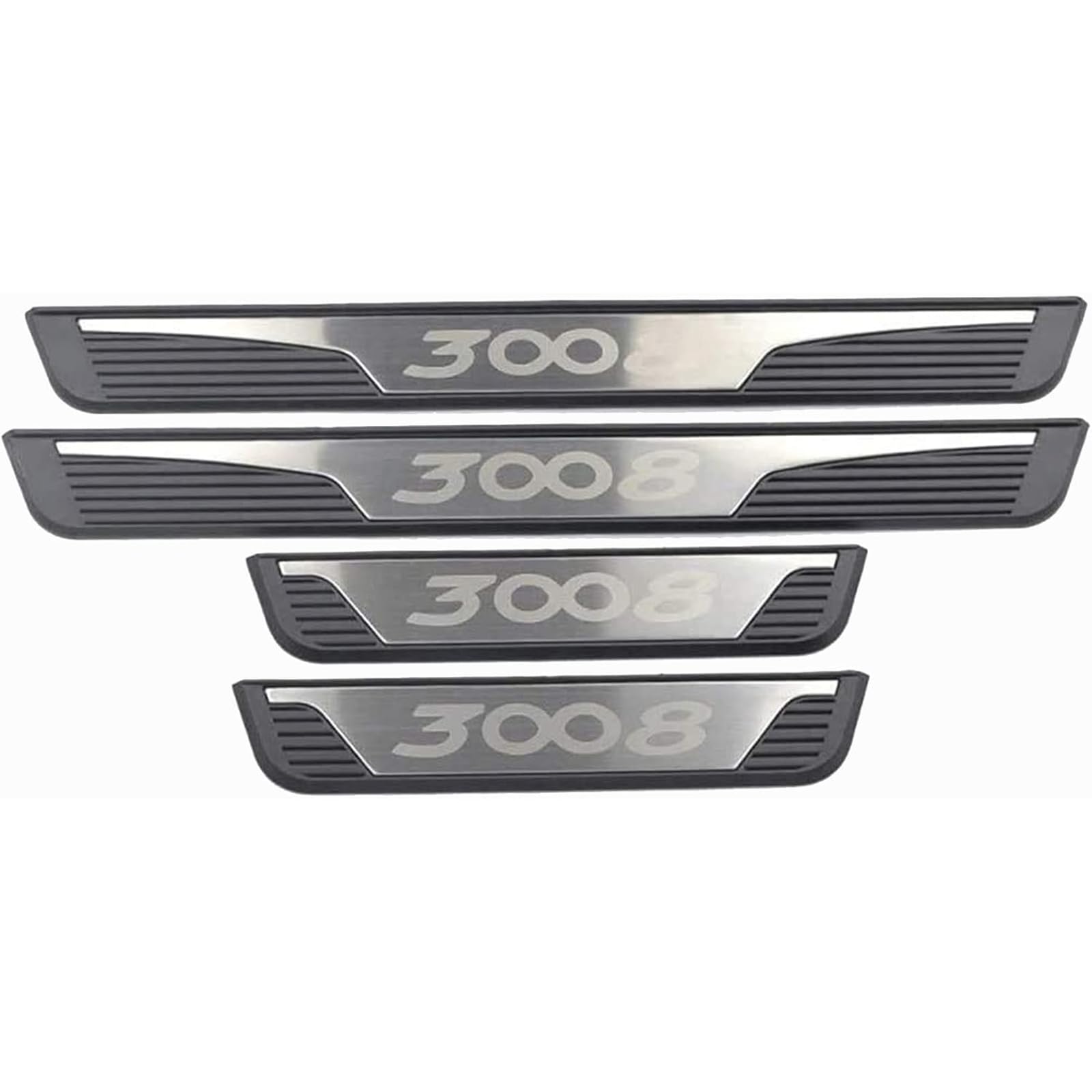 KLHYWEN Car Door Sill Protector for Peu-geot 3008 Gt 2017-2020 4PCS Scuff Plate Stainless Steel Stickers Accessories,Silver