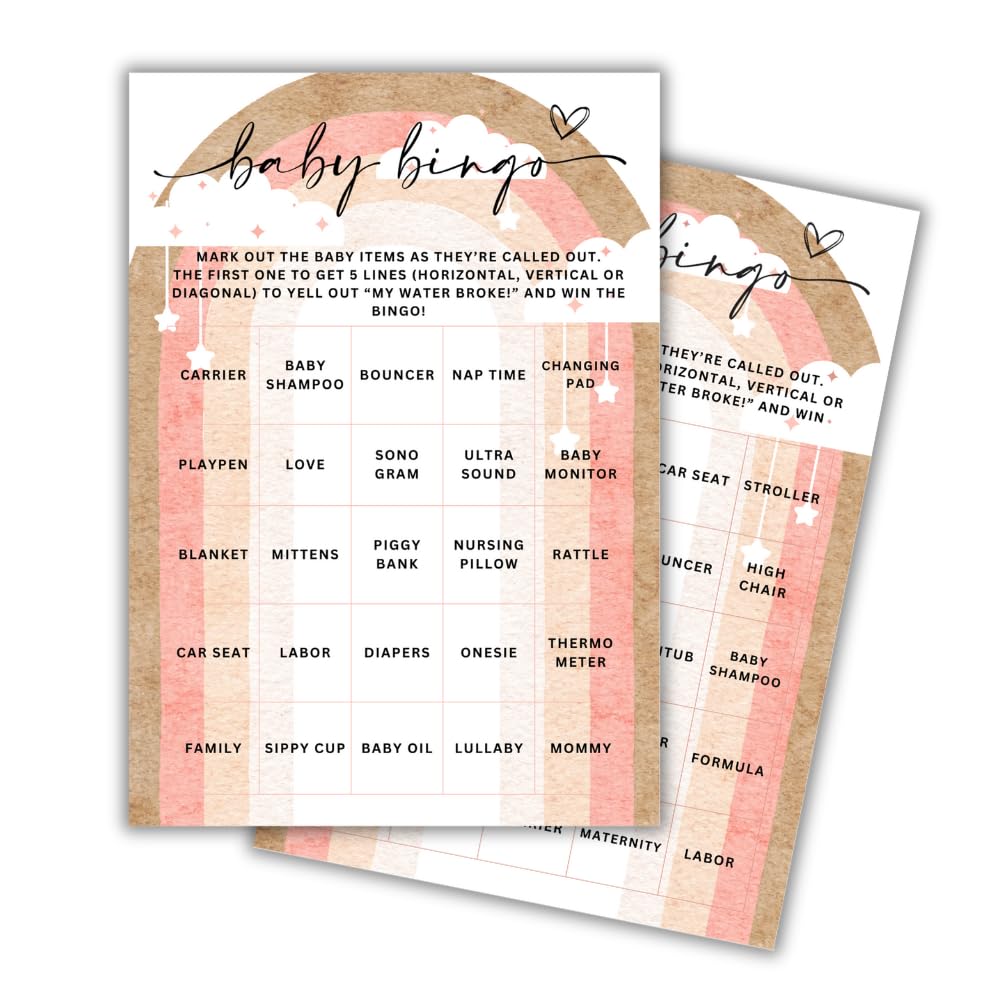 Path to Party Over The Rainbow Baby Shower Bingo Sheets (Set of 75 Sheets)