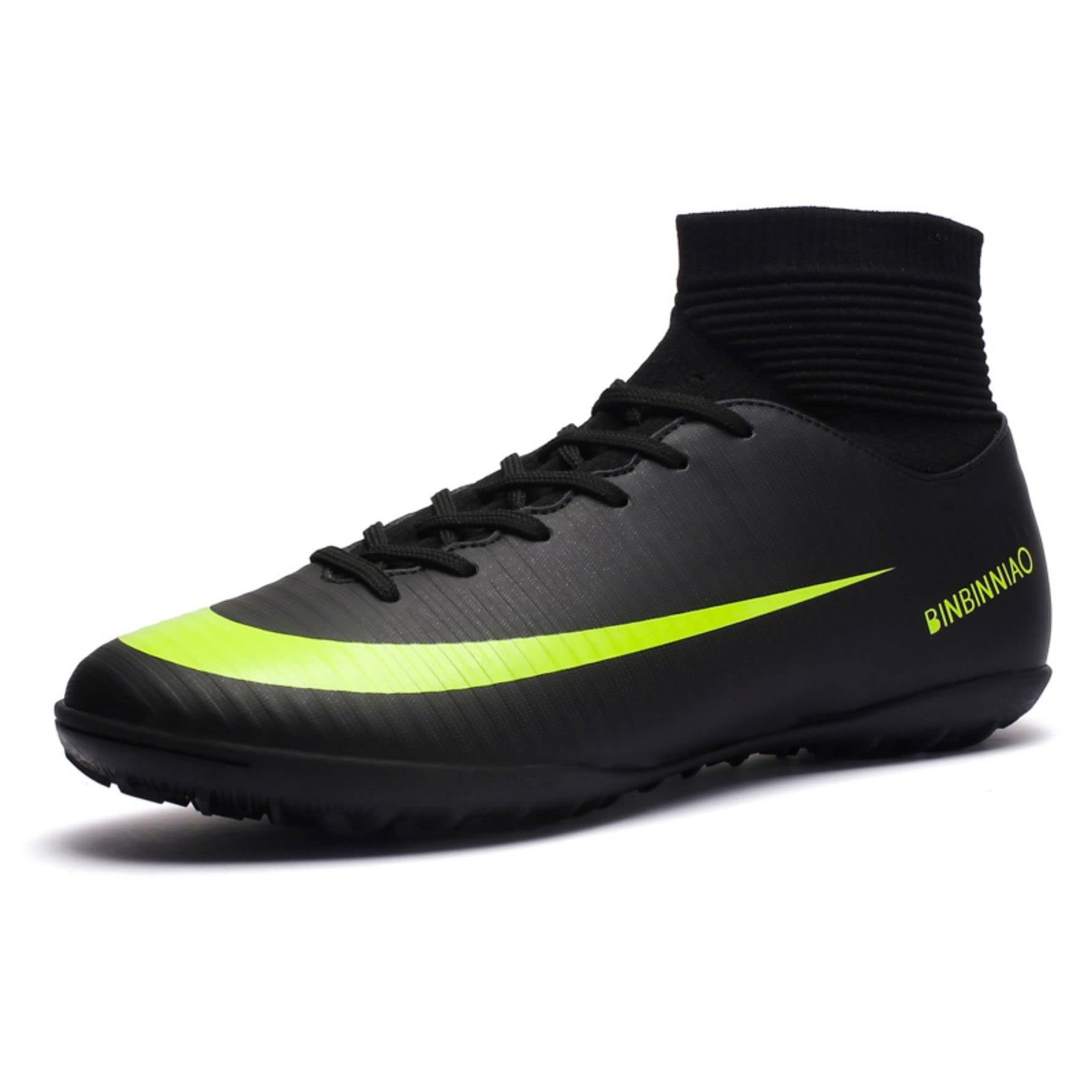 WEJIESSMens Football Shoes High Top Spikes Youth Outdoor Training Football Shoes Professional Athletic Sports Shoes Turf Trainers