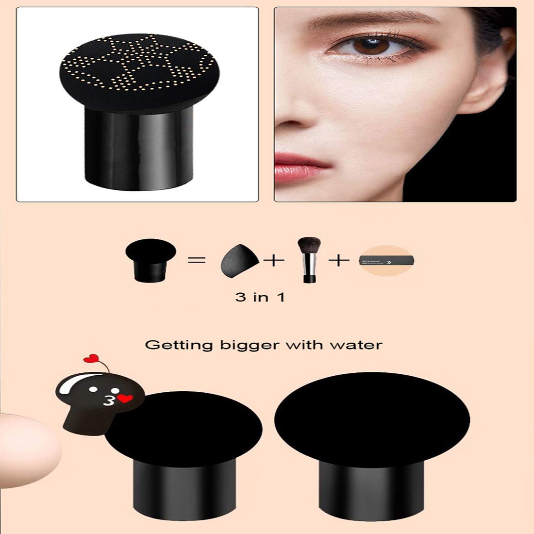 Flash Sale Buy 1 get 1 Mushroom Head Foundation,Moisturizing Concealer, Air Cushion CC Cream , Bright Makeup Base Long Lasting with Mushroom Makeup Sponge, Easy to Absorb Without Stimulation - Perfect Skin (True color）