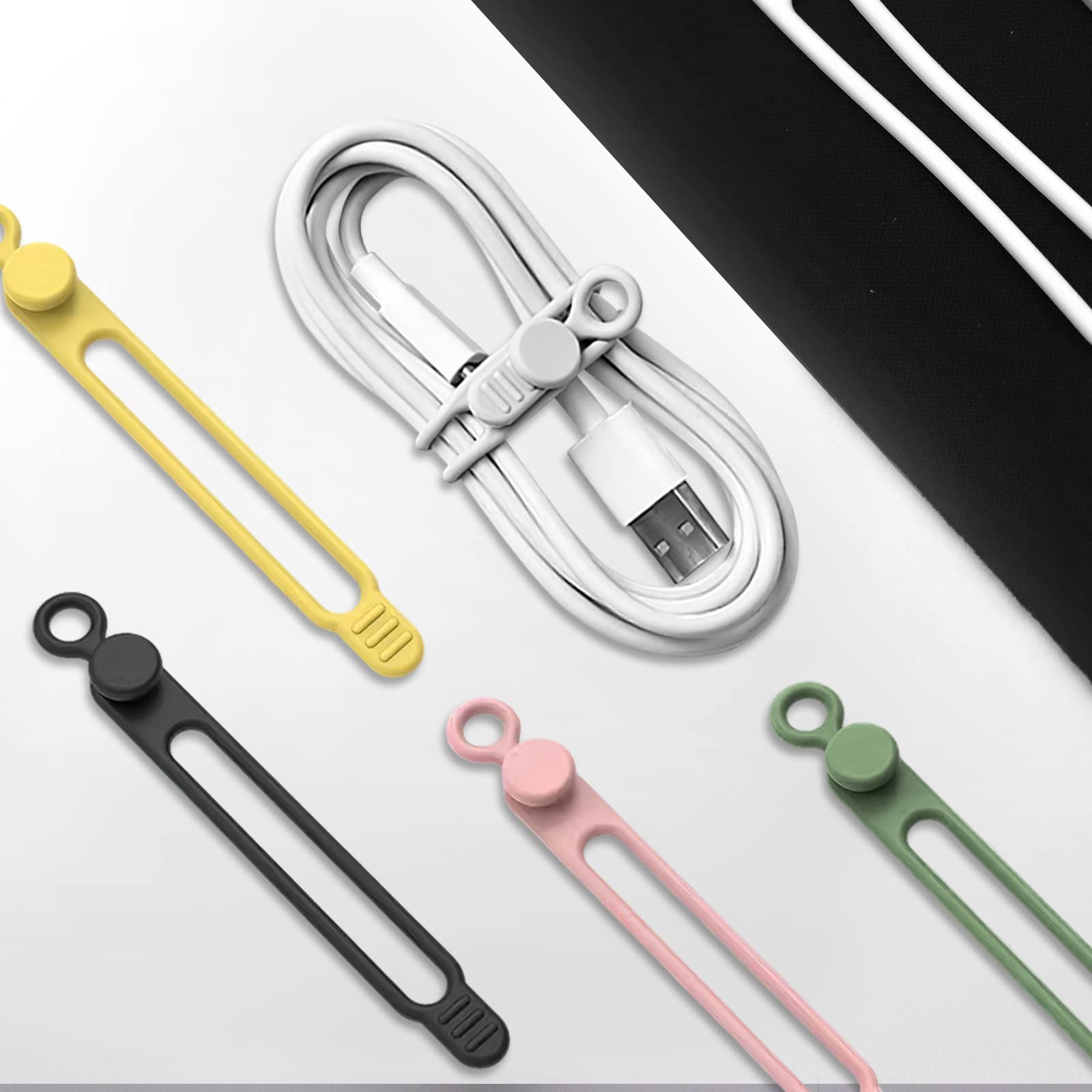 30 Stück Wiederverwendbare Silikon Kabelbinder – 5 Farben Zum Organisieren (12 Cm, Dehnbar)