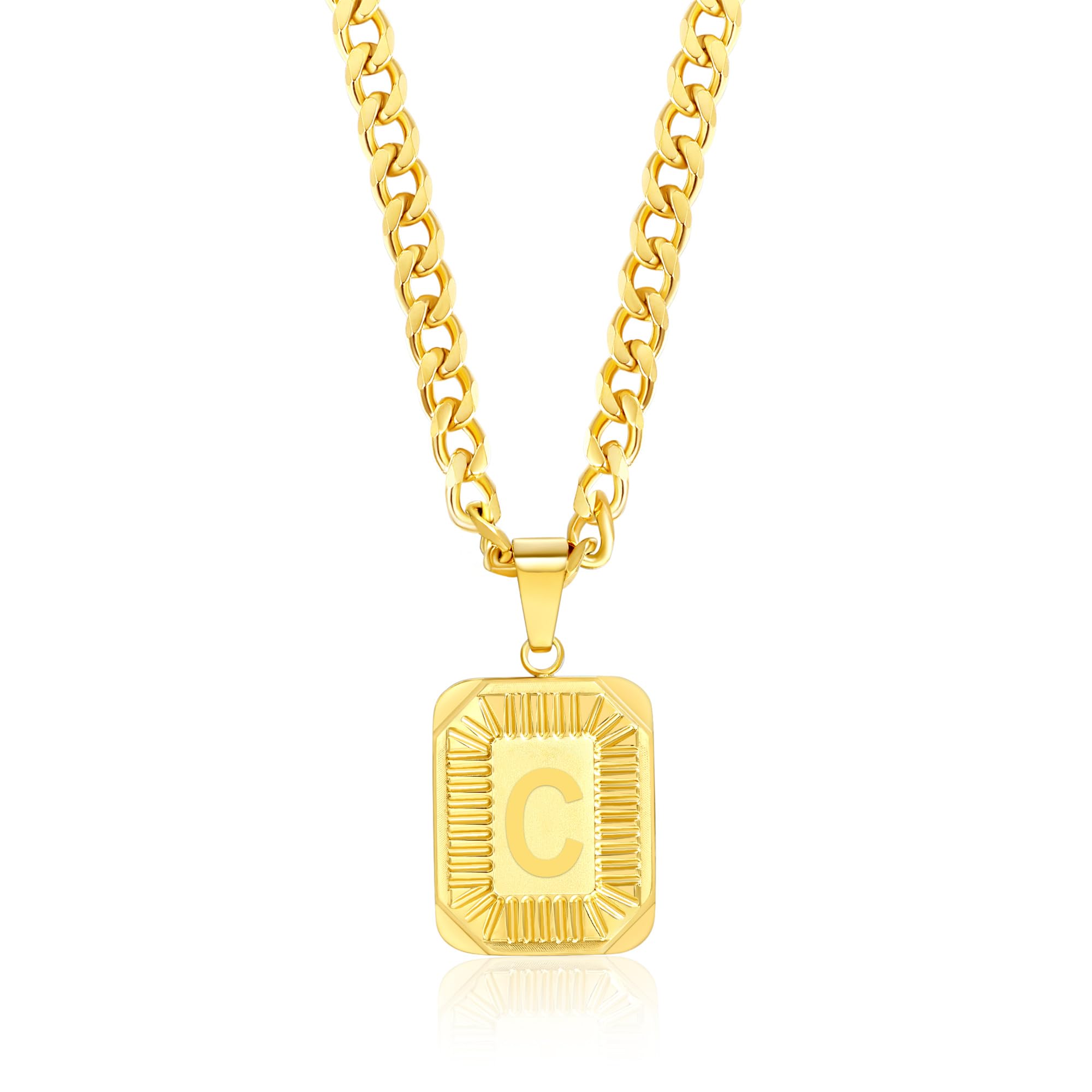 Pendentif lettre initiale plaqué or 18 carats avec chaîne vénitienne de 55,9 cm