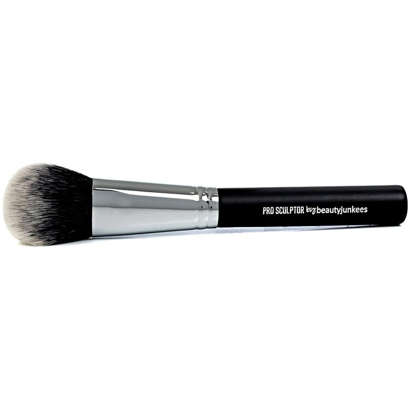 Pincel de Maquiagem Chanfrado Beauty Junkees Pro Sculptor para Contorno, Blush, Bronzer, Cremes, Pós e Líquidos, Cerdas Sintéticas Veganas