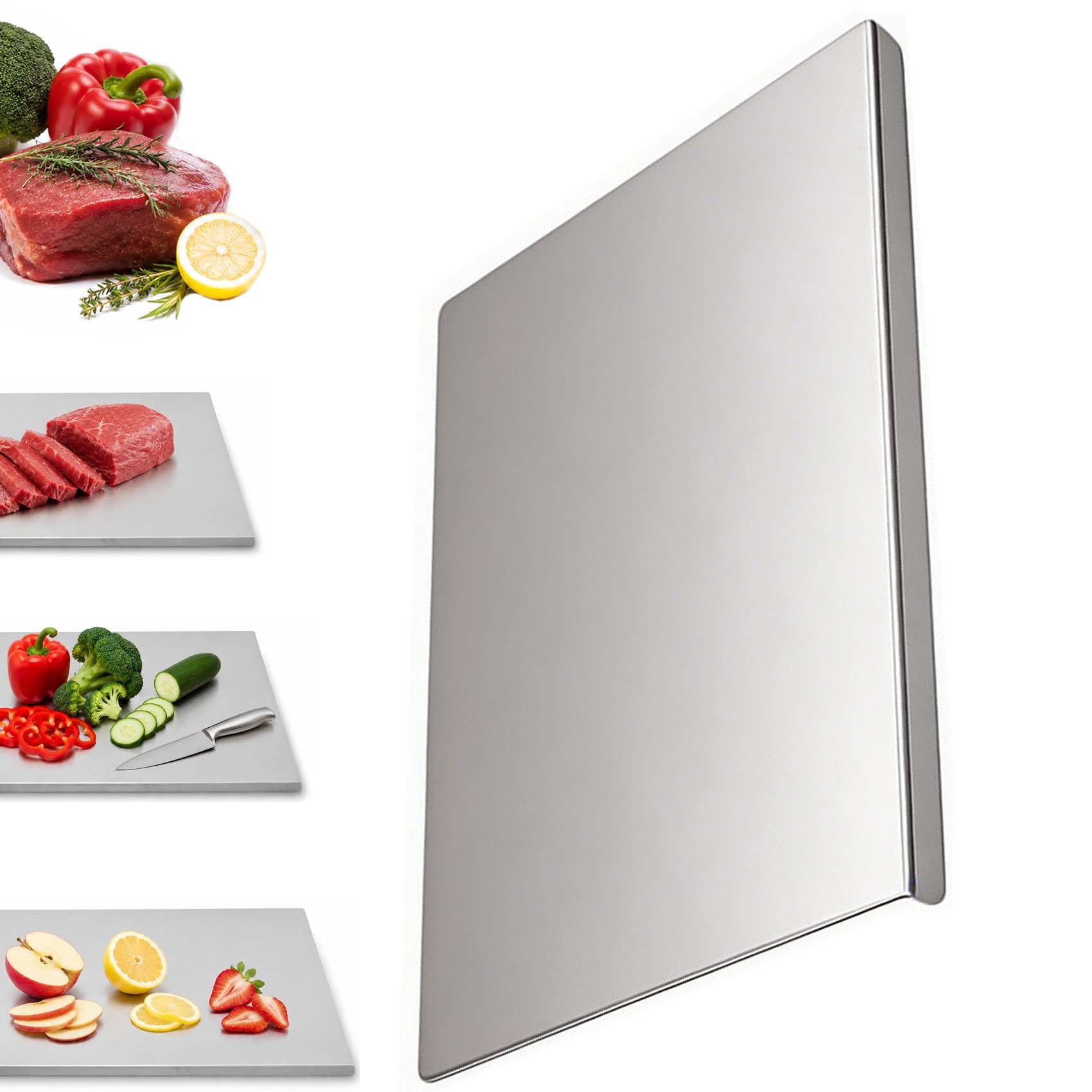 Stainless Steel Cutting Board with Lip, Katori Titan Schneidebrett, Dick Titanium Cutting Board, Leicht zu Reinigen, Zum Schneiden von Gemüse und Fleisch (L(40 * 50CM))